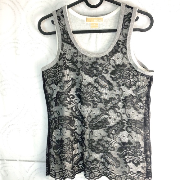 Michael Kors Tops - Michael Kors tank top lace and cotton 2 layers Size P